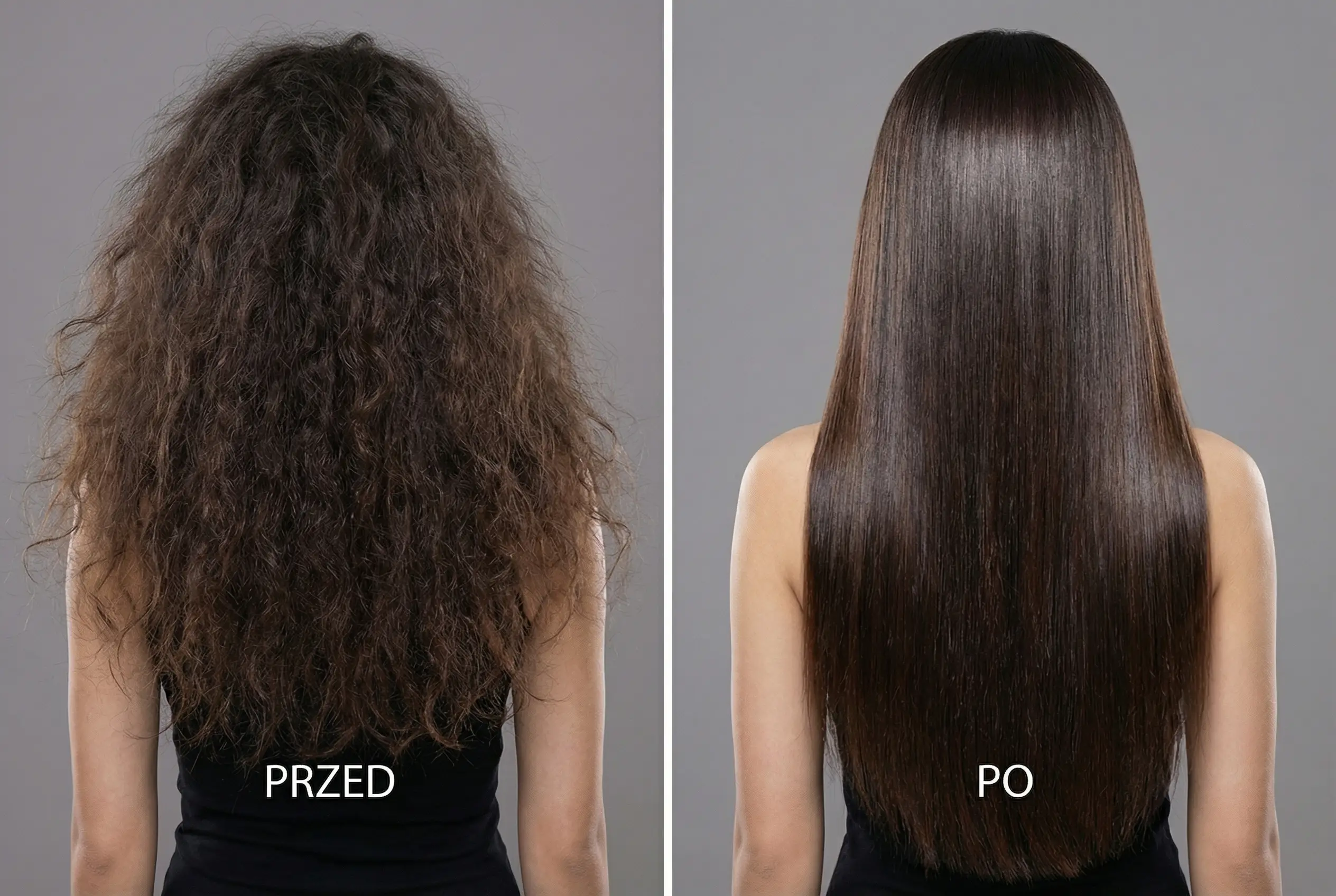 keratynowe prostowanie włosów - przed i po zabiegu